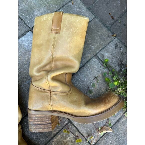 Vintage Early Cats Paw Heels Campus Pull On Boots Sz 9.5 Leather Made In Korea - Picture 11 of 16